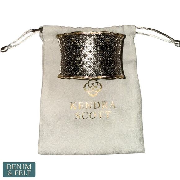 Kendra Scott Candice Statement Cuff Bracelet – Gold & Silver Filigree Adjustable - Picture 13 of 14